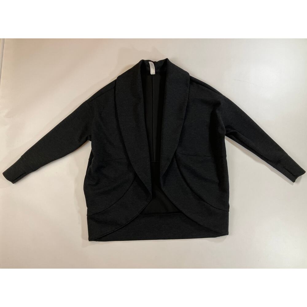 Yogalicious Scuba London Cardigan Women S Charcoal Gray Open Front Thumbholes
